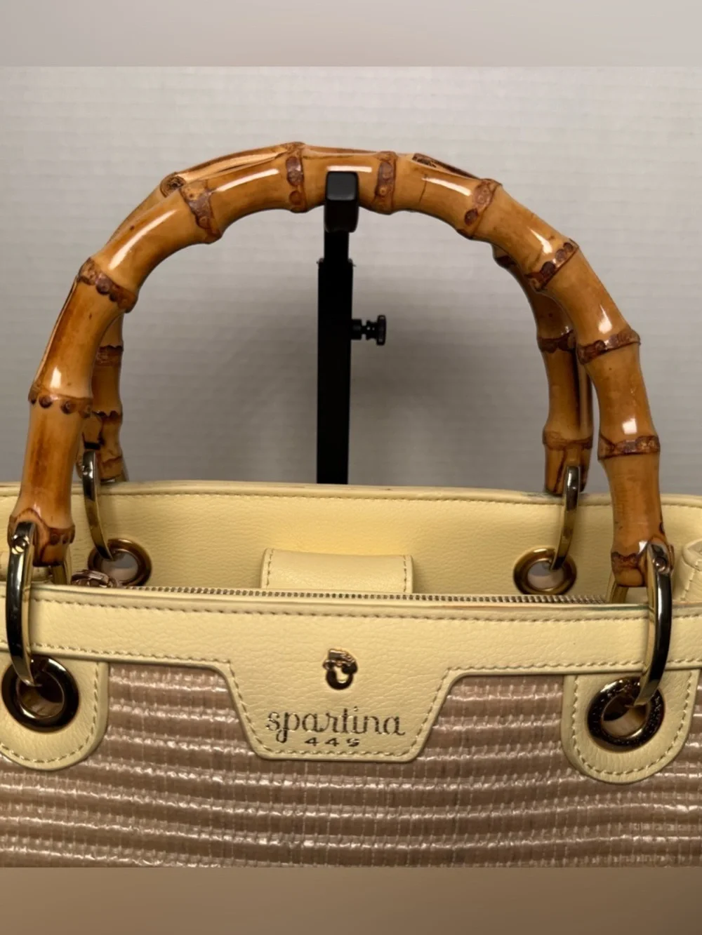 Spartina 449 Pearl Bamboo Chic Satchel Straw Woven Handbag